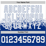Custom White-Royal Shattered Geometric Side Panel Stripe Round Neck Sublimation Basketball Set Jersey