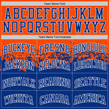 Custom Orange Royal-White Shattered Geometric Side Panel Stripe Round Neck Sublimation Basketball Set Jersey