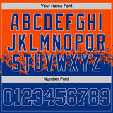 Custom Orange Royal-White Shattered Geometric Side Panel Stripe Round Neck Sublimation Basketball Set Jersey