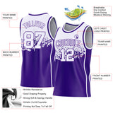 Custom White-Purple Shattered Geometric Side Panel Stripe Round Neck Sublimation Basketball Set Jersey