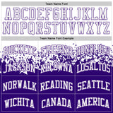 Custom White-Purple Shattered Geometric Side Panel Stripe Round Neck Sublimation Basketball Set Jersey