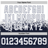 Custom White-Navy Shattered Geometric Side Panel Stripe Round Neck Sublimation Basketball Set Jersey