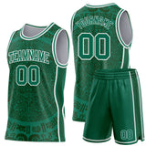 Custom Kelly Green-White Tribal Ethnic Aztec Sun Stone Side Panel Stripe Round Neck Sublimation Basketball Set Jersey