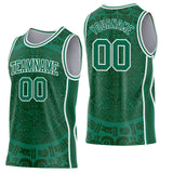 Custom Kelly Green-White Tribal Ethnic Aztec Sun Stone Side Panel Stripe Round Neck Sublimation Basketball Set Jersey
