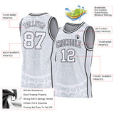 Custom White-Black Tribal Ethnic Aztec Sun Stone Side Panel Stripe Round Neck Sublimation Basketball Set Jersey