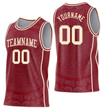 Custom Maroon-Cream Tribal Ethnic Aztec Sun Stone Side Panel Stripe Round Neck Sublimation Basketball Set Jersey