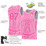 Custom Pink-White Tribal Ethnic Aztec Sun Stone Side Panel Stripe Round Neck Sublimation Basketball Set Jersey