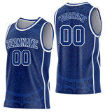 Custom Royal-White Tribal Ethnic Aztec Sun Stone Side Panel Stripe Round Neck Sublimation Basketball Set Jersey