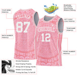 Custom Medium Pink-White Tribal Ethnic Aztec Sun Stone Side Panel Stripe Round Neck Sublimation Basketball Set Jersey