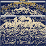 Custom Navy Cream-Old Gold Mountain Peak Shards Side Panel Stripe Round Neck Sublimation Basketball Set Jersey