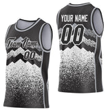 Custom Black White-Gray Mountain Peak Shards Side Panel Stripe Round Neck Sublimation Basketball Set Jersey
