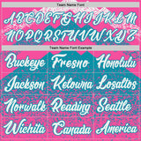 Custom Pink White-Teal Mountain Peak Shards Side Panel Stripe Round Neck Sublimation Basketball Set Jersey