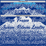 Custom Royal White-Light Blue Mountain Peak Shards Side Panel Stripe Round Neck Sublimation Basketball Set Jersey