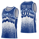 Custom Royal White-Light Blue Mountain Peak Shards Side Panel Stripe Round Neck Sublimation Basketball Set Jersey