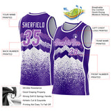 Custom Purple Medium Purple-White Mountain Peak Shards Side Panel Stripe Round Neck Sublimation Basketball Set Jersey