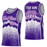 Custom Purple Medium Purple-White Mountain Peak Shards Side Panel Stripe Round Neck Sublimation Basketball Set Jersey