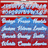 Custom Red White-Powder Blue Mountain Peak Shards Side Panel Stripe Round Neck Sublimation Basketball Set Jersey