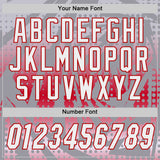 Custom Gray White-Red Lightning Gradient Dot Side Panel Stripe Round Neck Sublimation Basketball Set Jersey