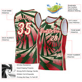 Custom Green Cream-Red Lightning Gradient Dot Side Panel Stripe Round Neck Sublimation Basketball Set Jersey