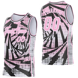 Custom Light Pink Black-White Lightning Gradient Dot Side Panel Stripe Round Neck Sublimation Basketball Set Jersey