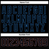Custom Black Powder Blue-Orange Hockey Lace Neck Jersey