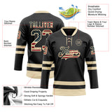 Custom Black Vintage USA Flag-Cream Hockey Lace Neck Jersey