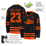 Custom Black Orange Hockey Jersey