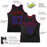 Custom Black Royal-Red Authentic Throwback Basketball Jersey