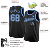 Custom Black Light Blue Authentic Basketball Jersey