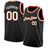 Custom Black White-Orange Authentic Basketball Jersey