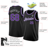 Custom Black Purple-Gray Authentic Basketball Jersey