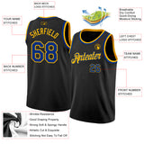 Custom Black Royal-Gold Authentic Basketball Jersey