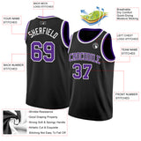Custom Black Purple-White Authentic Basketball Jersey