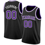 Custom Black Purple-White Authentic Basketball Jersey