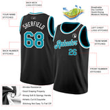 Custom Black Teal-White Authentic Basketball Jersey