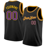 Custom Black Purple-Gold Authentic Basketball Jersey