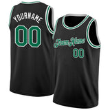 Custom Black Kelly Green-White Authentic Basketball Jersey