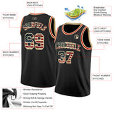 Custom Black Vintage USA Flag Cream-Red Authentic Basketball Jersey
