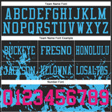 Custom Black Hot Pink-Sky Blue 3D Pattern Splash Authentic Football Jersey