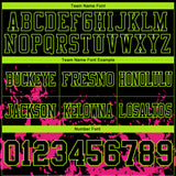 Custom Black Hot Pink-Neon Green 3D Pattern Splash Authentic Football Jersey