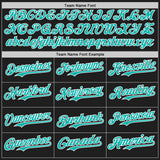 Custom Black Aqua-White Authentic Baseball Jersey