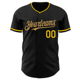 Custom Black Yellow-Old Gold Authentic Baseball Jersey