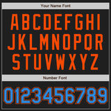 Custom Black Electric Blue-Orange Authentic Baseball Jersey