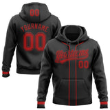 Custom Stitched Black Red Baseball Pullover Sweatshirt Hoodie