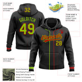 Custom Stitched Black Neon Green-Red Baseball Pullover Sweatshirt Hoodie