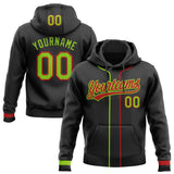 Custom Stitched Black Neon Green-Red Baseball Pullover Sweatshirt Hoodie