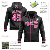 Custom Stitched Black Pink-White Baseball Pullover Sweatshirt Hoodie