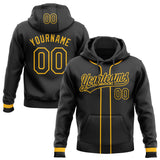 Custom Stitched Black Gold Baseball Pullover Sweatshirt Hoodie