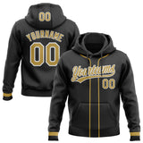 Custom Stitched Black Old Gold-White Baseball Pullover Sweatshirt Hoodie