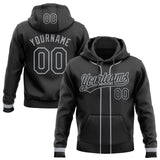 Custom Stitched Black Gray Baseball Pullover Sweatshirt Hoodie